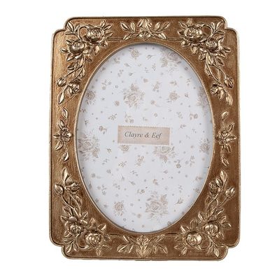 Clayre & Eef Bilderrahmen 10x15 cm Goldfarbig Kunststoff (Gr. 14x2x19 cm / 10x15 cm)