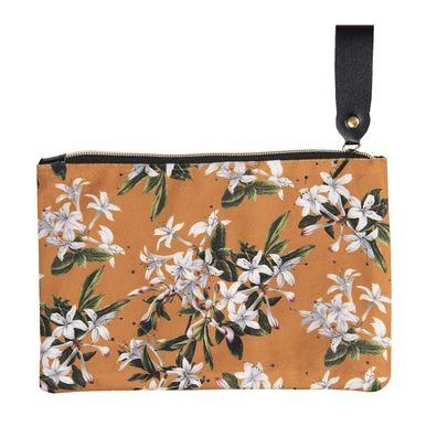 Clayre & Eef Damenkulturtasche 24x15 cm Orange Polyester Blumen