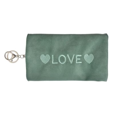 Clayre & Eef Damenkulturtasche 19x11 cm Grün Synthetisch Herzen