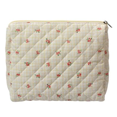 Clayre & Eef Damenkulturtasche 25x5x22 cm Beige Baumwolle Blumen