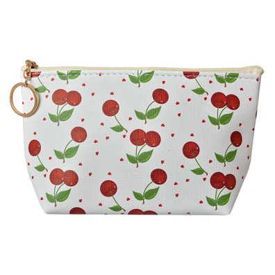 Clayre & Eef Damenkulturtasche 21x5x13 cm Weiß Synthetisch Kirschen