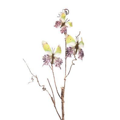 Clayre & Eef Dekoration Ast 85 cm Grün Metall Schmetterlinge (Gr. 14x5x85 cm)