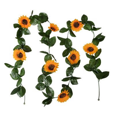 Clayre & Eef Kunstblume Girlande 200 cm Gelb Kunststoff Sonnenblumen