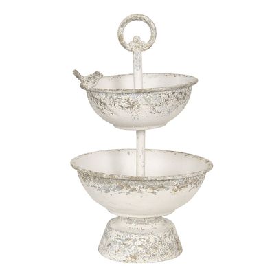 Clayre & Eef Etagere Ø 21x36 cm Weiß Eisen (Gr. Ø 21x36 cm)