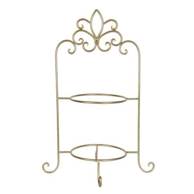 Clayre & Eef Etagere für 2 Teller 38x30x57 cm Goldfarbig Eisen (Gr. 38x30x57 cm)