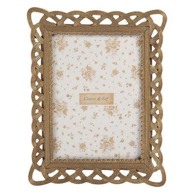 Clayre & Eef Bilderrahmen 13x18 cm Goldfarbig Kunststoff (Gr. 18x3x23 cm / 13x18 cm)