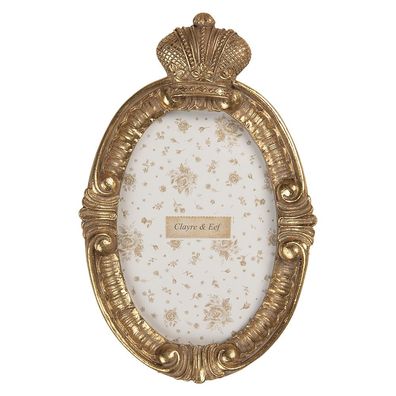 Clayre & Eef Bilderrahmen 10x15 cm Goldfarbig Kunststoff (Gr. 13x3x21 cm / 10x15 cm)