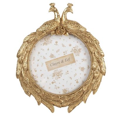 Clayre & Eef Bilderrahmen Ø 13 cm Goldfarbig Kunststoff (Gr. 17x3x21 cm / Ø 13 cm)