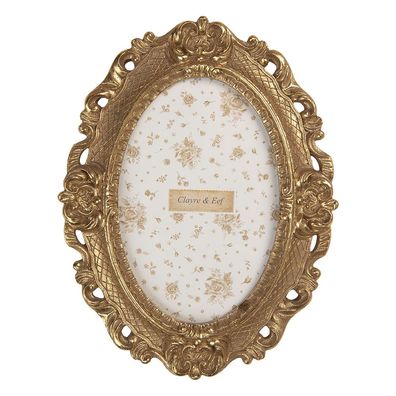 Clayre & Eef Bilderrahmen 10x15 cm Goldfarbig Kunststoff (Gr. 16x2x21 cm / 10x15 cm)