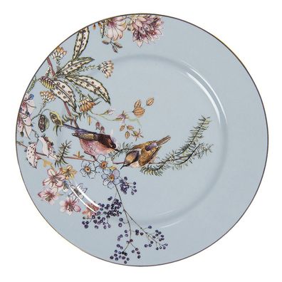 Clayre & Eef Frühstücksteller Ø 20 cm Blau Keramik Blumen (Gr. Ø 20x2 cm)