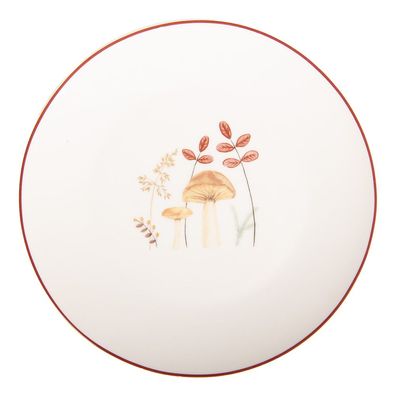 Clayre & Eef Frühstücksteller Ø 20 cm Beige Porzellan Pilze (Gr. Ø 20x2 cm)