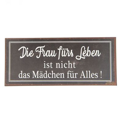 Clayre & Eef Textschild 30x13 cm Braun Weiß Metall (Gr. 30x1x13 cm)