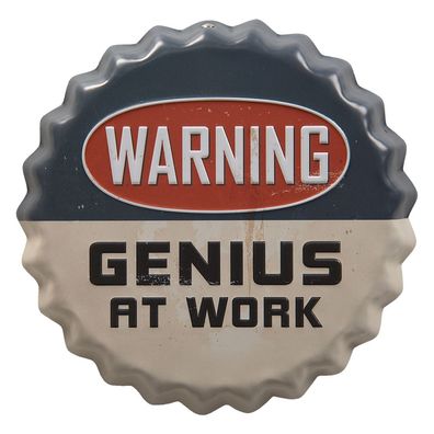 Clayre & Eef Textschild Ø 13 cm Beige Grau Eisen (Gr. Ø 13x2 cm)