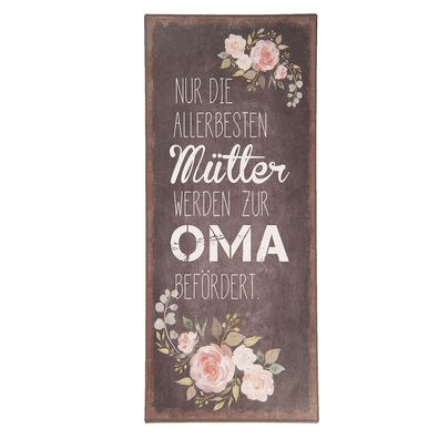 Clayre & Eef Textschild 13x30 cm Schwarz Metall Blumen (Gr. 13x1x30 cm)