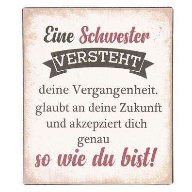 Clayre & Eef Textschild 13x15 cm Beige Metall (Gr. 13x1x15 cm)