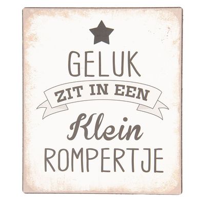 Clayre & Eef Textschild 13x15 cm Beige Metall (Gr. 13x1x15 cm)