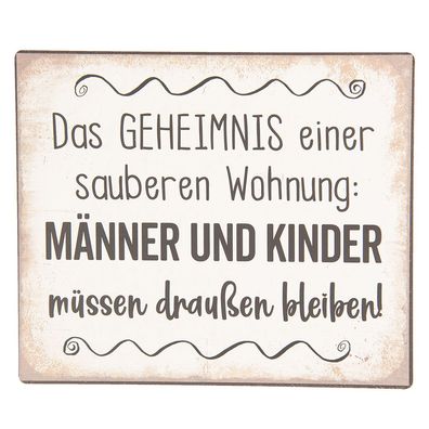 Clayre & Eef Textschild 15x13 cm Weiß Schwarz Metall (Gr. 15x1x13 cm)