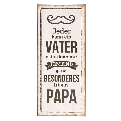 Clayre & Eef Textschild 13x30 cm Weiß Schwarz Metall (Gr. 13x1x30 cm)