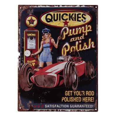 Clayre & Eef Textschild 25x33 cm Schwarz Eisen Auto (Gr. 25x1x33 cm)