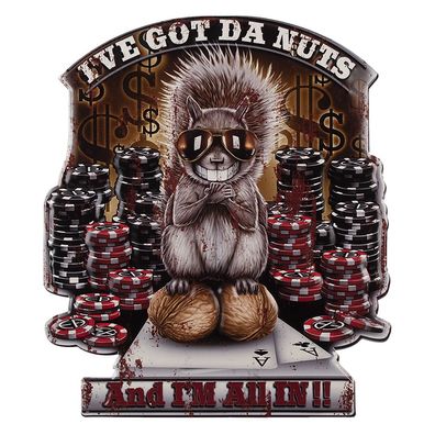 Clayre & Eef Textschild 50x58 cm Braun Rot Eisen Eichhörnchen (Gr. 50x1x58 cm)