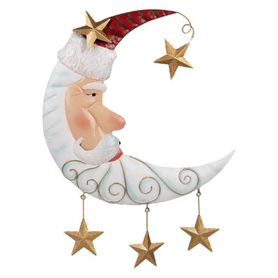 Clayre & Eef Weihnachtsdekorationsfigur Mond 41x3x53 cm Weiß Metall (Gr. 41x3x53 cm)
