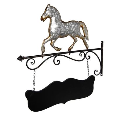 Clayre & Eef Aushängeschild Pferd 66x3x67 cm Grau Metall (Gr. 66x3x67 cm)