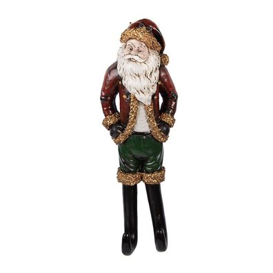 Clayre & Eef Weihnachtsdekorationsfigur Weihnachtsmann 13x7x39 cm Rot Kunststoff