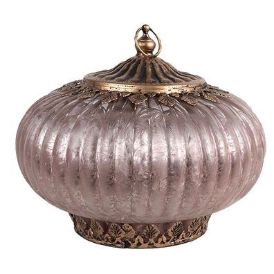 Clayre & Eef LED Laterne Ø 17x14 cm Rosa Glas (Gr. Ø 17x14 cm)