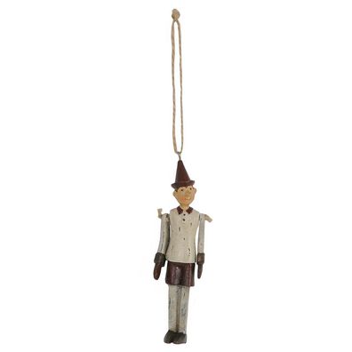 Clayre & Eef Anhänger 12 cm Grau Polyresin Pinocchio (Gr. 3x2x12 cm)