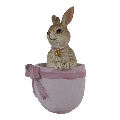 Clayre & Eef Anhänger Kaninchen 5x4x8 cm Rosa Beige Polyresin (Gr. 5x4x8 cm)