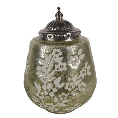 Clayre & Eef LED Laterne Ø 13x19 cm Grün Glas (Gr. Ø 13x19 cm / 2xAAA)