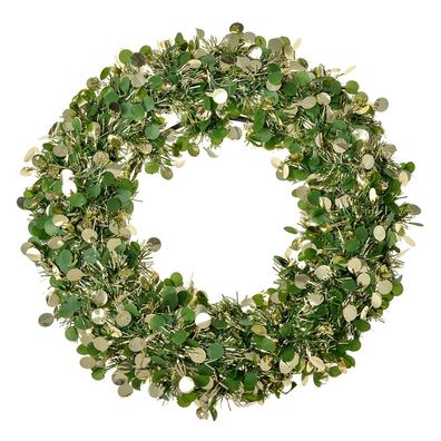 Clayre & Eef Weihnachtskranz Ø 30 cm Grau Weiß Kunststoff (Gr. Ø 30x4 cm)