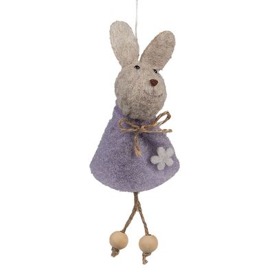 Clayre & Eef Oster-Anhänger Kaninchen 13 cm Violett Synthetisch (Gr. 6x3x13 cm)