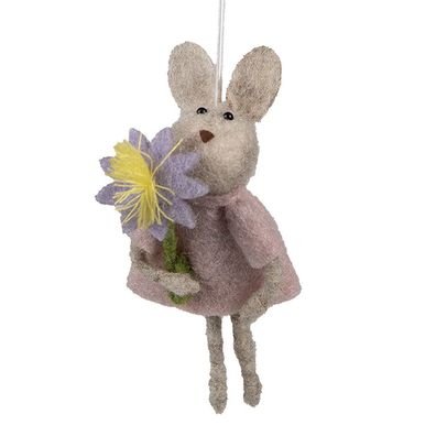 Clayre & Eef Oster-Anhänger Kaninchen 11 cm Beige Rosa Synthetisch (Gr. 5x3x11 cm)