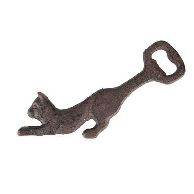 Clayre & Eef Flaschenöffner Katze 17x9x1 cm Braun Eisen (Gr. 17x9x1 cm)