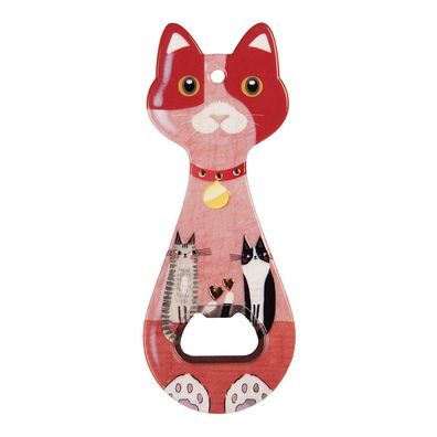 Clayre & Eef Flaschenöffner Katze 5x14 cm Rot Keramik (Gr. 5x14x1 cm)