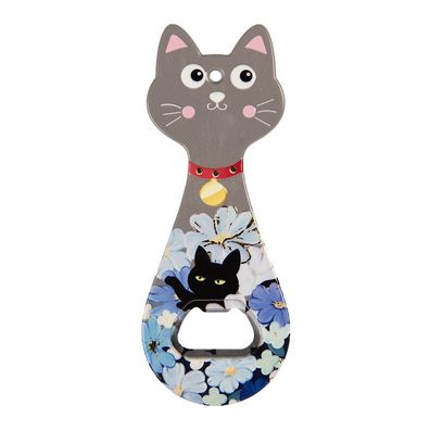 Clayre & Eef Flaschenöffner Katze 5x14 cm Grau Keramik (Gr. 5x14x1 cm)