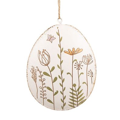Clayre & Eef Oster-Anhänger Ei 8 cm Beige Metall (Gr. 10x2x8 cm)
