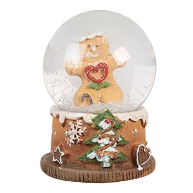 Clayre & Eef Schneekugel Ø 5x6 cm Braun Glas Pfefferkuchenmann (Gr. Ø 5x6 cm)