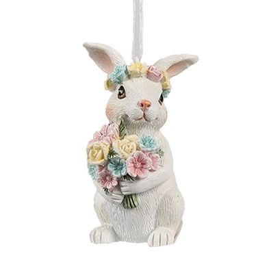 Clayre & Eef Oster-Anhänger Kaninchen 8 cm Weiß Kunststoff (Gr. 5x5x8 cm)