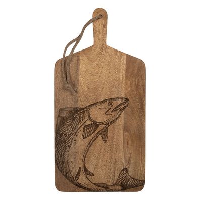 Clayre & Eef Dekoration Schneidebrett 25x2x50 cm Braun Holz Fisch (Gr. 25x50x2 cm)