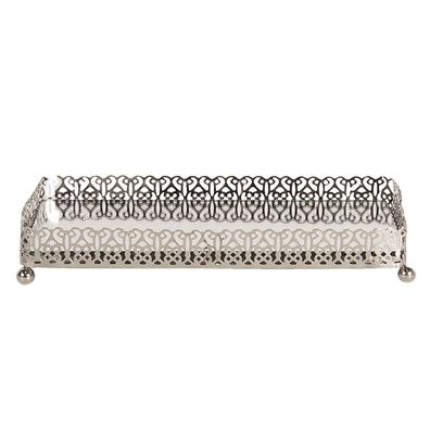 Clayre & Eef Dekoration Schale 20x10x3 cm Silberfarbig Metall (Gr. 20x10x3 cm)