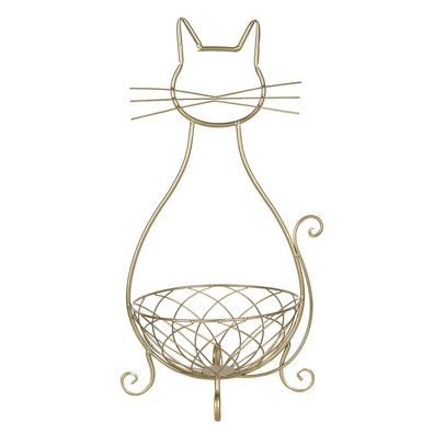 Clayre & Eef Dekoration Schale Katze 31x25x55 cm Goldfarbig Eisen (Gr. 31x25x55 cm)