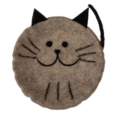 Clayre & Eef Dekoration Schale Katze 18x18x6 cm Grau Filz (Gr. 18x18x6 cm)