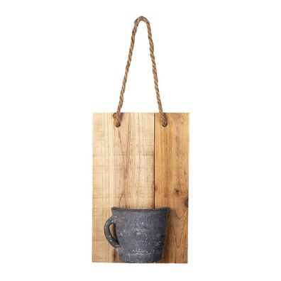 Clayre & Eef Dekoration Brotbrett mit Vase 18x11x28 cm Braun Holz (Gr. 18x11x28 cm)