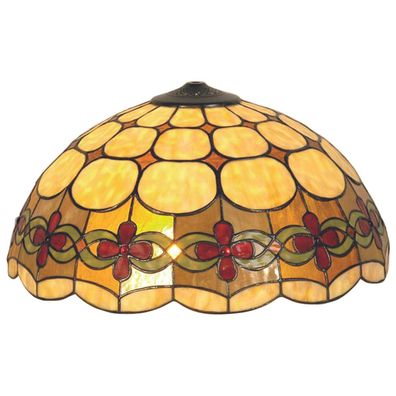 Clayre & Eef Lampenschirm Tiffany Ø 50 cm Beige Rot Glas Blumen
