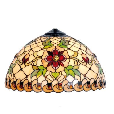Clayre & Eef Lampenschirm Tiffany Ø 30x18 cm Beige Rot Glas Rose
