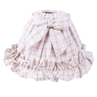 Clayre & Eef Lampenschirm Ø 23x15 cm Beige Braun Baumwolle Rauten