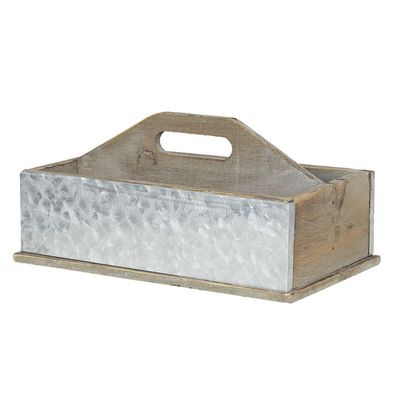 Clayre & Eef Aufbewahrungskiste 28x13x18 cm Braun Grau Holz (Gr. 28x13x18 cm)