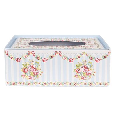 Clayre & Eef Taschentuchbox 23x13x10 cm Blau Aluminium (Gr. 25x13x10 cm)